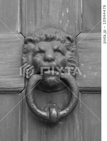 Vintage oriental knocker door of metal lion Vintage oriental knocker door of metal lion 10944476