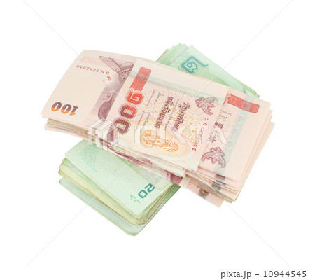 stack of Thai money on white background stack of Thai money on white background 10944545