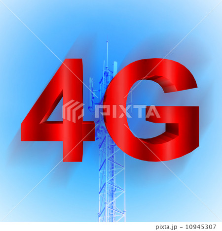 4G symbol with mobile telecommunication tower 10945307
