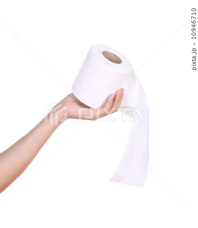 hand with toilet paper roll 10946710