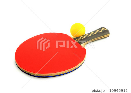 Table tennis racket and ball on a white background 10946912