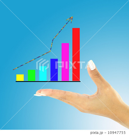Hand showing graph isolated on white 10947755