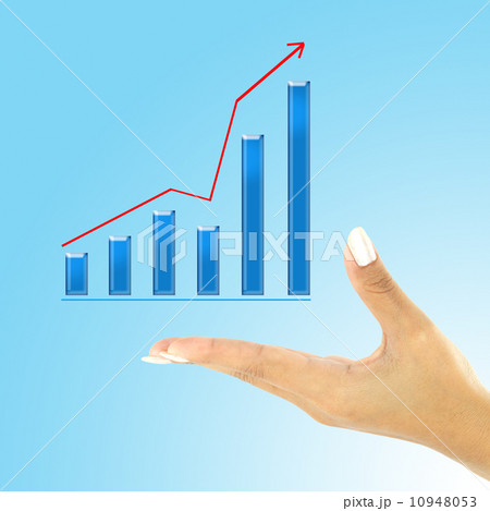 Hand showing graph isolated on white 10948053