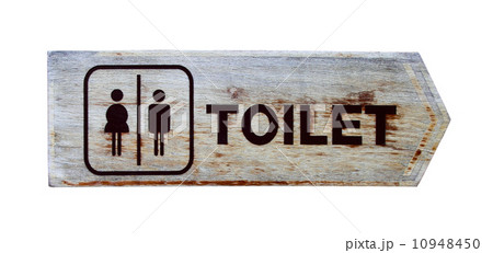 wooden toilet plate sign on white 10948450