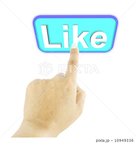 Hand pushing like button on white background Hand pushing like button on white background 10949336