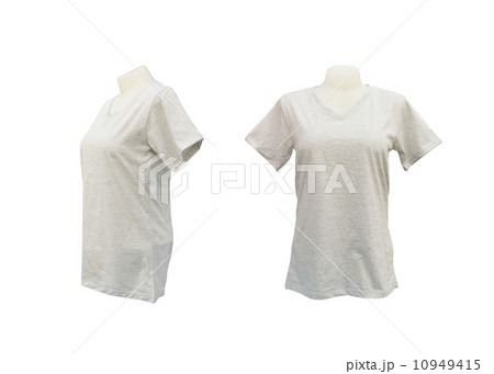 set of female tshirt template on the mannequin on white 10949415