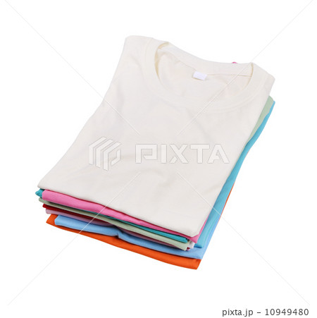 stack of colorful t-shirt stack of colorful t-shirt 10949480