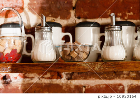 shelf with cups on kitchen shelf with cups on kitchen 10950164