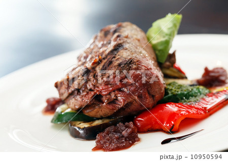 grilled steak with vegetables grilled steak with vegetables 10950594