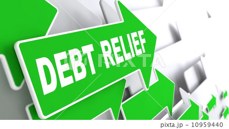 Debt Relief on Green Direction Arrow Sign. 10959440