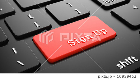 Sing Up on Red Keyboard Button. 10959452