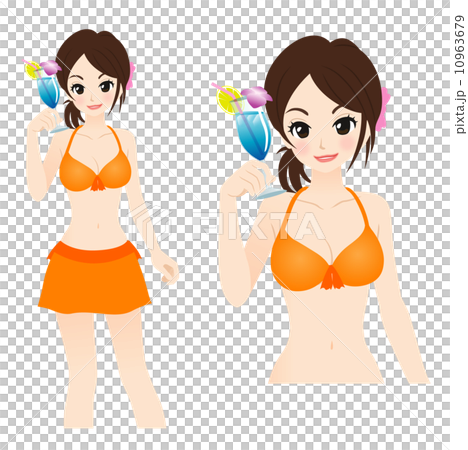水着の女の人とトロピカルジュースのイラスト素材 [10963679] - PIXTA