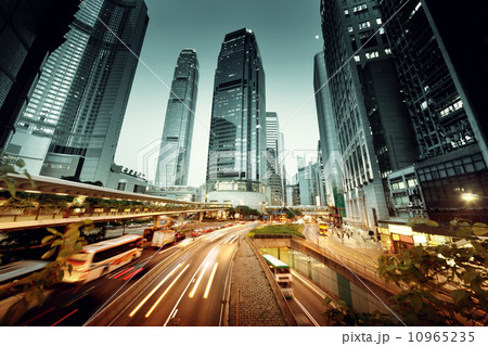 traffic in Hong Kong at sunset time 10965235