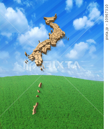 木目の日本地図・白地図 10967310