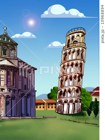 ピサの斜塔のイラスト素材