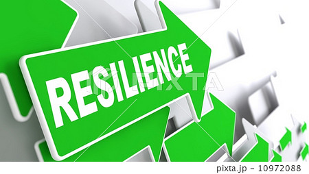 Resilience on Green Direction Arrow Sign. 10972088