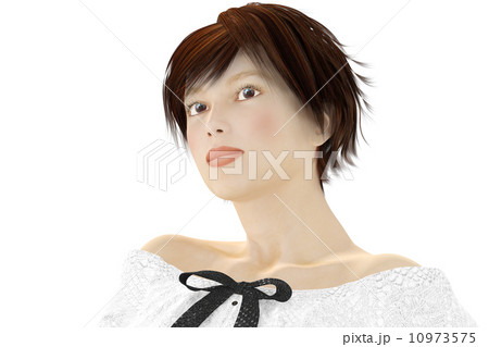 女性の顔アップ　リアル３DCGイラスト素材 10973575