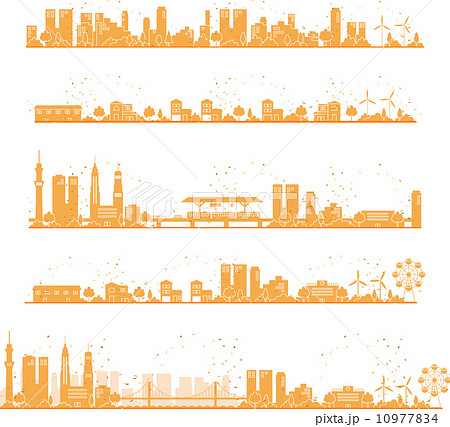 秋の街並みのイラスト素材