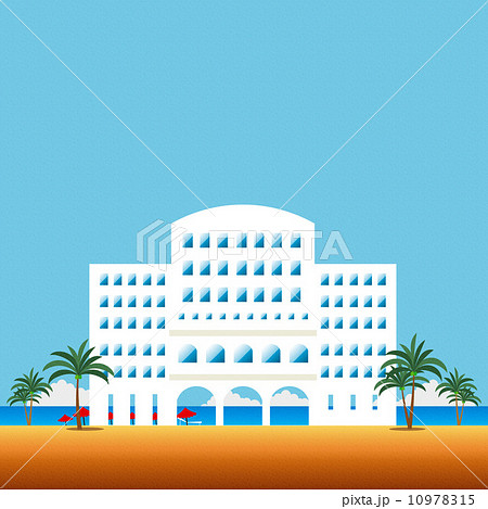 リゾートホテル パラソル 海岸のイラスト素材