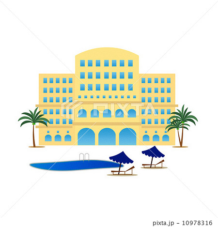 Resort Hotel Umbrella Deck Chair Pool Stock Illustration