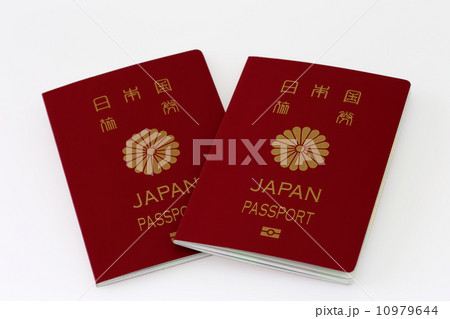 ２冊のパスポート　白バック 10979644