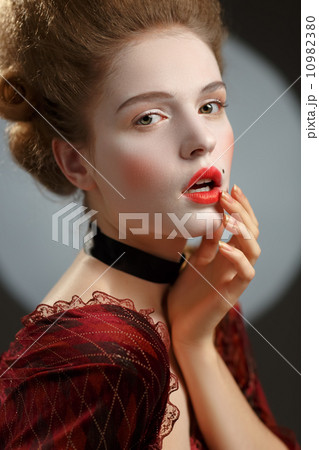 Victotorian lady. Young woman in eighteenth century image 10982380