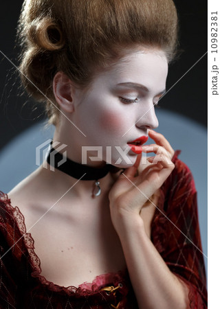 Victotorian lady. Young woman in eighteenth century image 10982381
