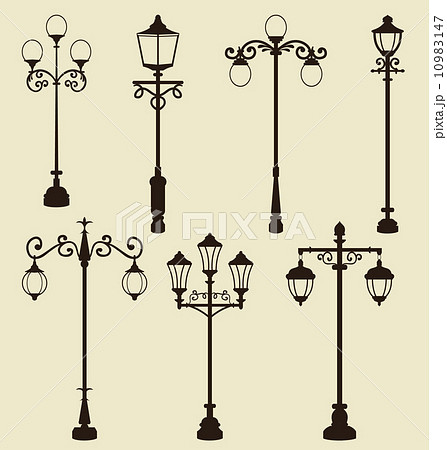 Set of vintage various ornamental streetlamps Set of vintage various ornamental streetlamps 10983147