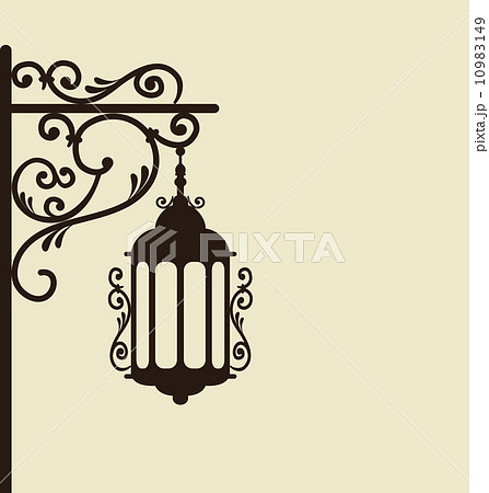 Vintage forging ornate street lantern isolated 10983149