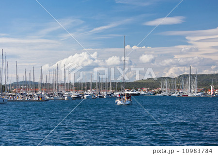 Yacht is entering in Marina Frapa, Rogoznica, Croatia 10983784