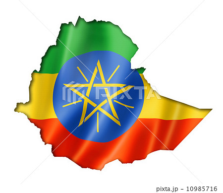 Ethiopian flag map 10985716