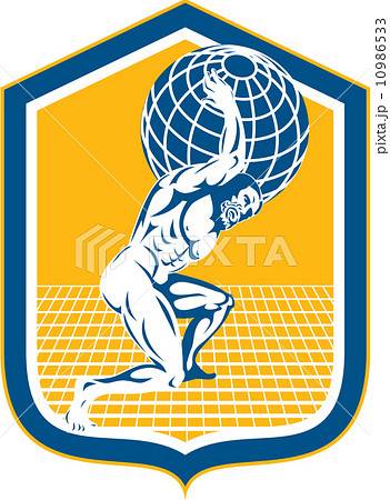 Atlas Carrying Globe on Shoulder Shield Retro Atlas Carrying Globe on Shoulder Shield Retro 10986533