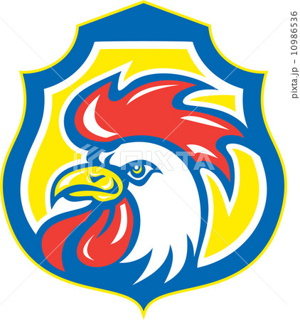 Chicken Rooster Head Mascot Shield Retro 10986536