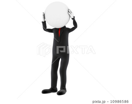 3d small person holding his head with his hands. 3d image. Isola 10986586
