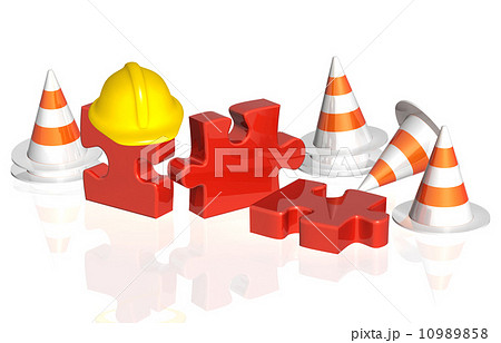 Road cones, part of puzzle and hat 10989858
