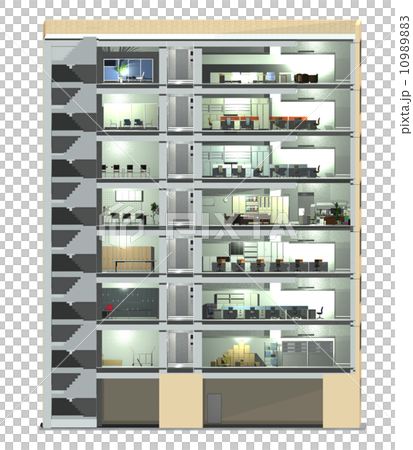 オフィスビル(断面2)平行投影 10989883