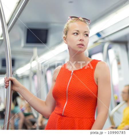 Lady traveling by metro. 10990785