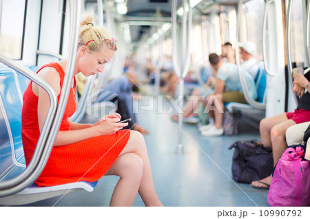 Lady traveling by metro. 10990792