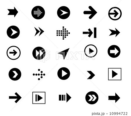 button arrow sign icon set 10994722