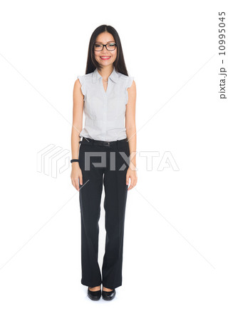 asian business woman full body on white background 10995045