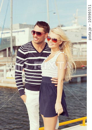 happy young couple in port 10996551