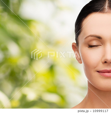 young calm woman with closed eyes young calm woman with closed eyes 10999117