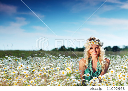 girl on the daisy flowers field girl on the daisy flowers field 11002968