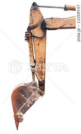 Backhoe excavator bucket side view isolated white 11008547