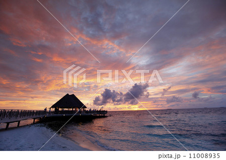 Beach and tropical houses on sunset Beach and tropical houses on sunset 11008935