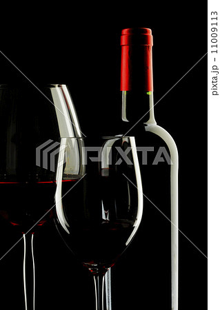 Red Wine Glass silhouette Black Background 11009113