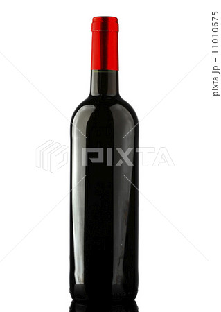 bottle with red wine and glass 11010675
