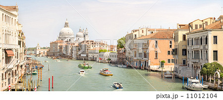 View of the grand canal with vaporetto and boats View of the grand canal with vaporetto and boats 11012104