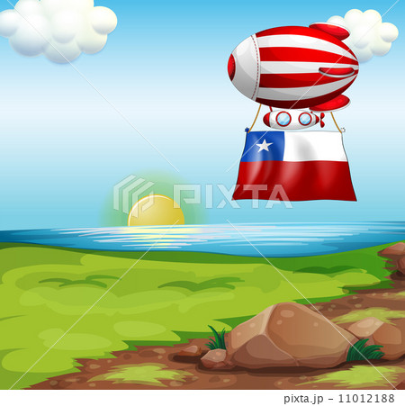 A floating balloon travelling with the flag of Chile A floating balloon travelling with the flag of Chile 11012188