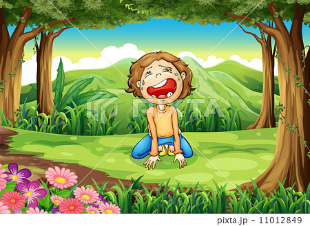 A woman crying at the forest A woman crying at the forest 11012849
